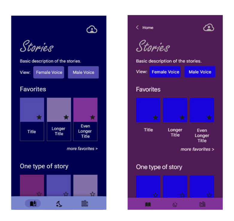 mid fidelity Stories page wireframes