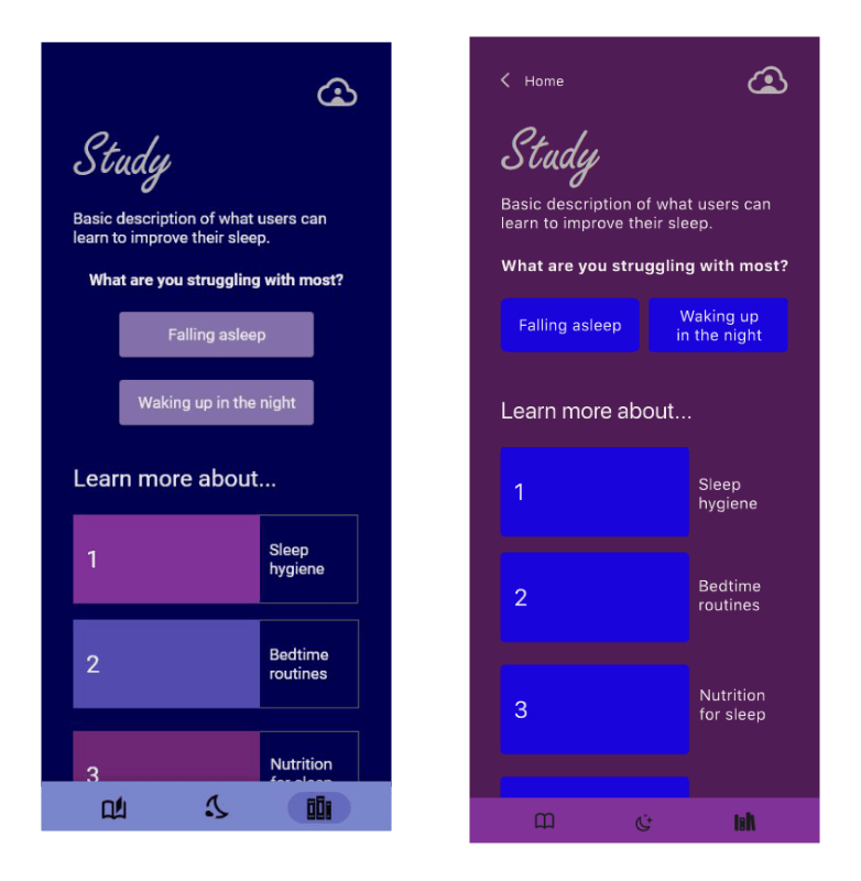 mid fidelity Study page wireframes