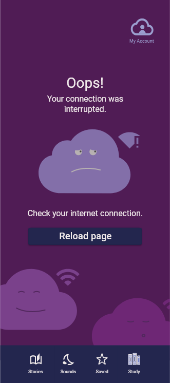 error page, final iteration improved with a button to reload, and a different color scheme to indicate an error state