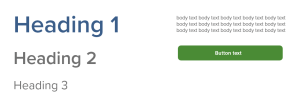 Image displays typography options for headers, body text, and button text.