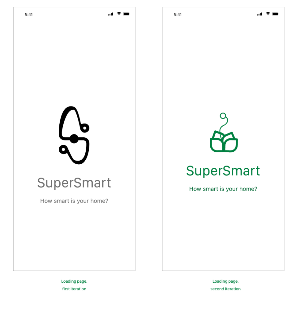 Image shows first iteration of loading page design, and second iteration of the same page.