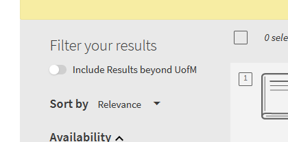 Image shows "Include Results beyond U of M" toggle