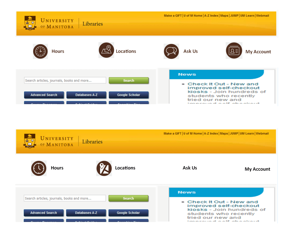 Two mockups of potential icon options